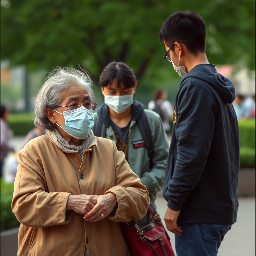 old people without masks being attended by younger people